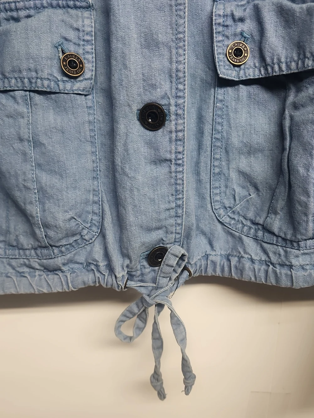LRL Lauren Jeans Co RALPH LAUREN Vintage Light Blue Denim Jacket Linen Blend SzL - Picture 2 of 7
